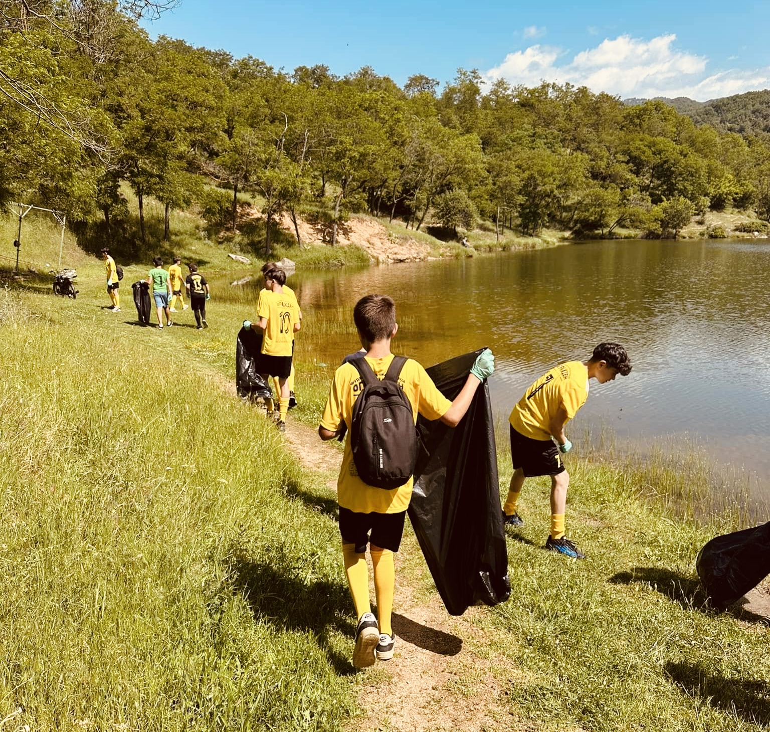 Illustrative concept of children from FK Ogražden and ŽOK Novo Selo learning about environmental responsibility