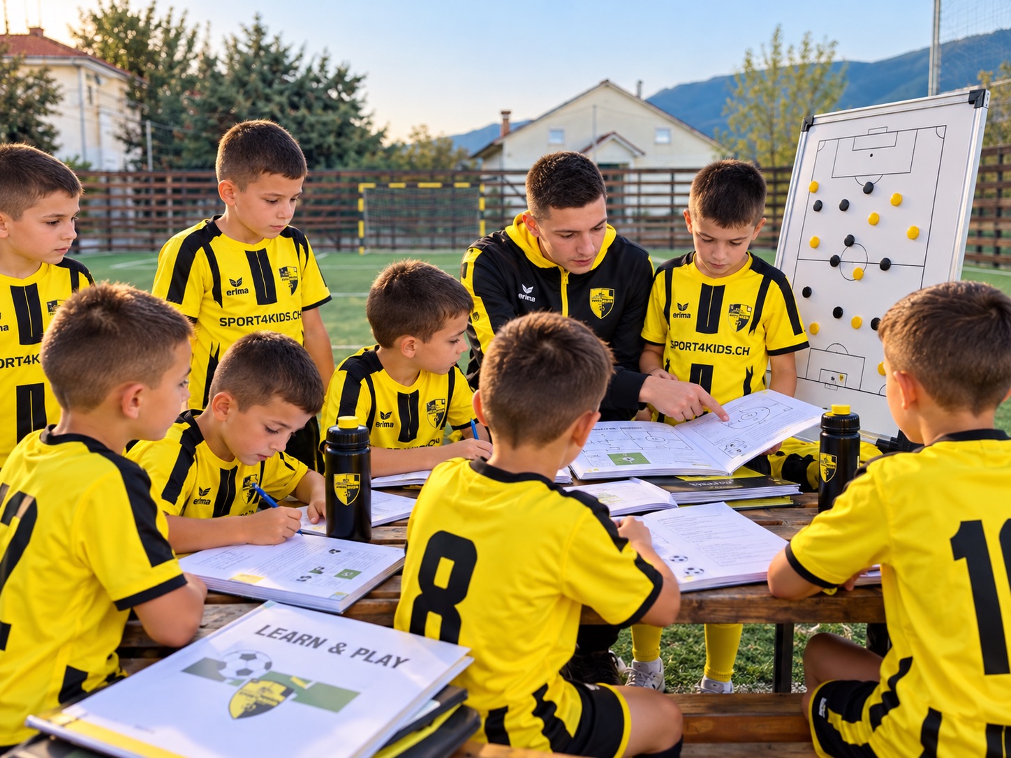 Illustration of educational activities connected with youth football